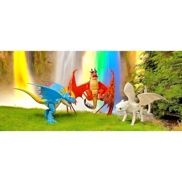 Lot 3 DreamWorks How to Train your Dragon Lightfury, Hookfang, Stormfly Figures - Picture 1 of 16
